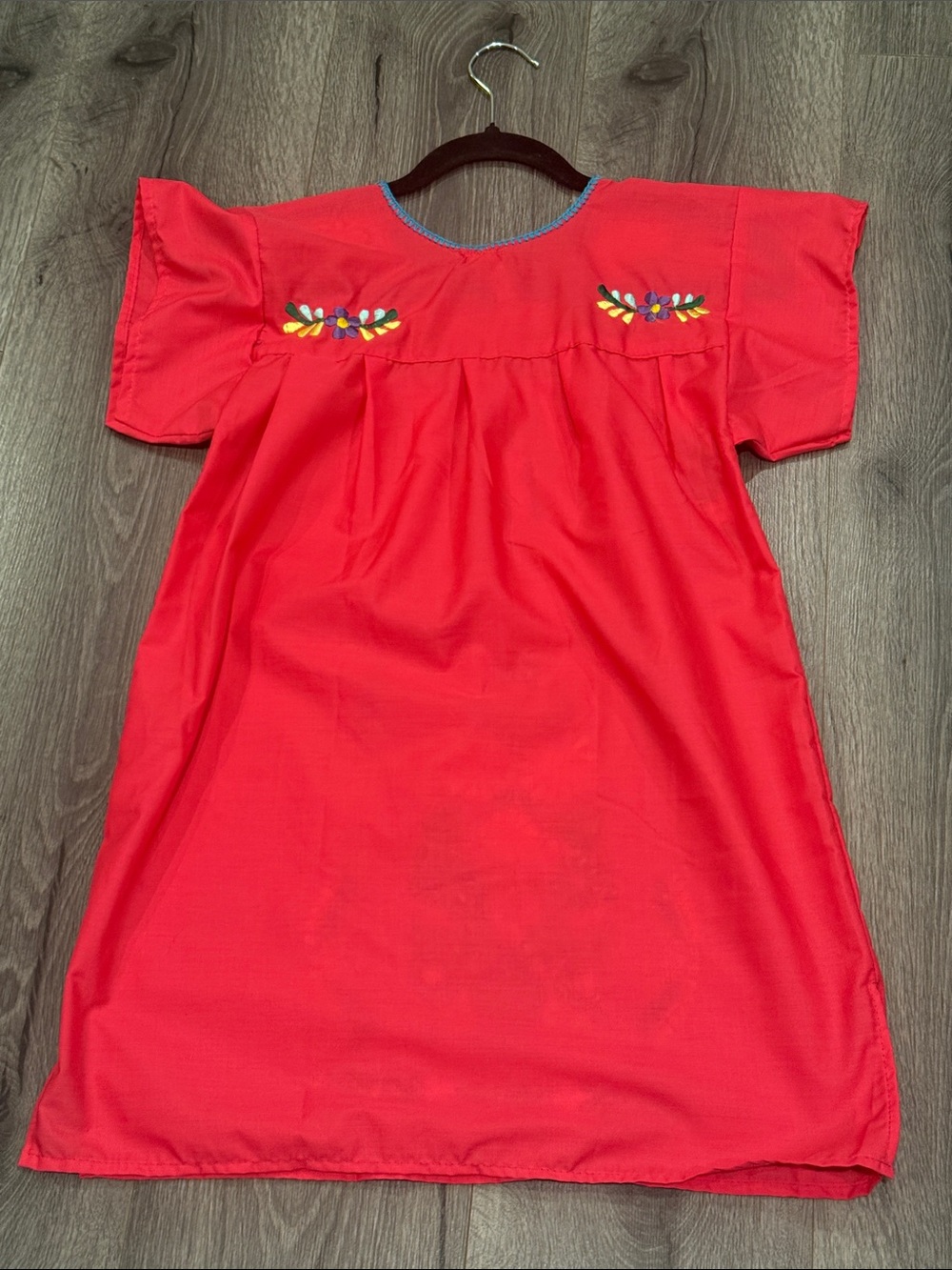 🧨Girls' Red Embroidered Floral Authentic Festive Traditional Mexican Dress - Picture 9 of 9